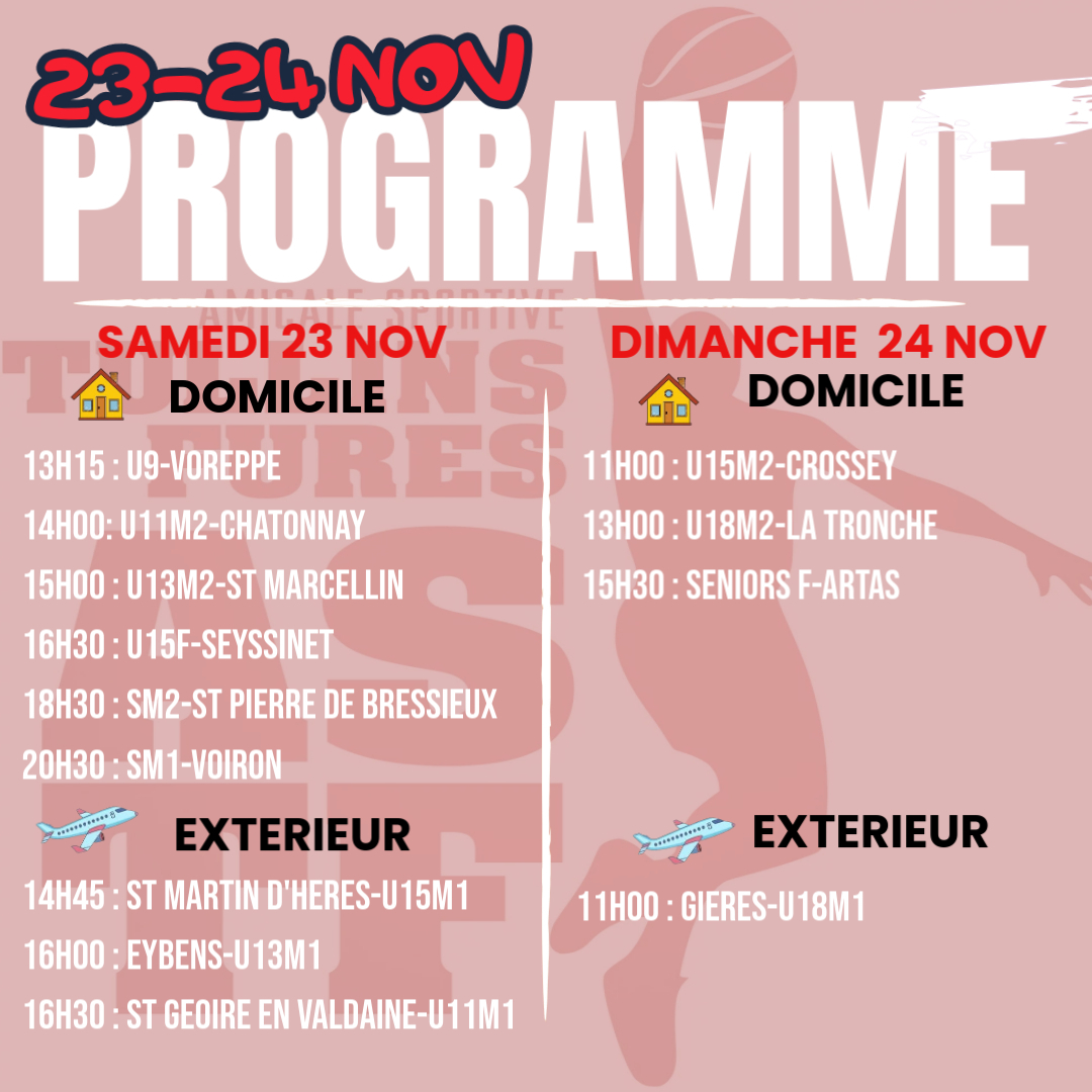 Programme week-end du 23 et 24/11