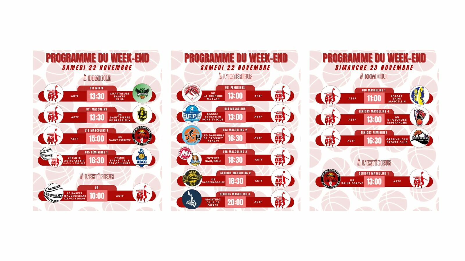 Programme week-end 22 et 23/11