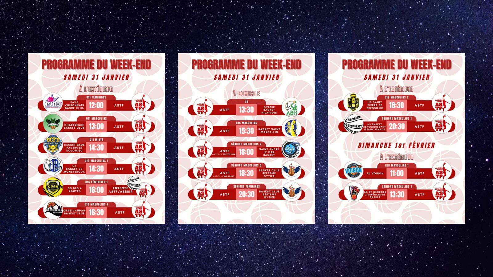 Week-end du 30/01 et 1/02