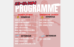 Programme week-end du 23 et 24/11